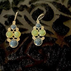 Gorgeous 😻Drop Earrings with Blue and Green Gemstones🦋🦋🍒